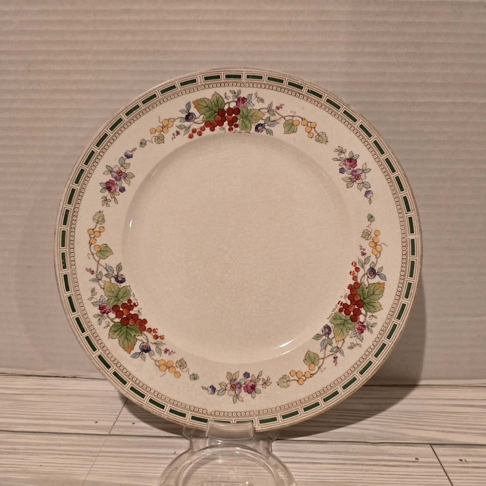 Floral and Fruit Patterned 9 1/4" Dinner Plate Unbranded